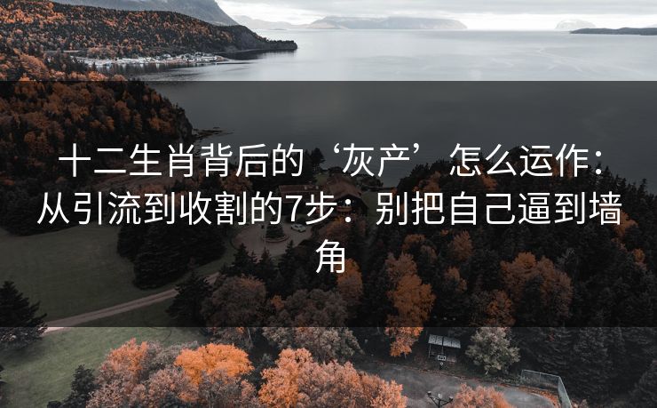 十二生肖背后的‘灰产’怎么运作:从引流到收割的7步:别把自己逼到墙角 十二生肖背后的‘灰产’怎么运作:从引流到收割的7步:别把自己逼到墙角