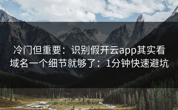 冷门但重要：识别假开云app其实看域名一个细节就够了：1分钟快速避坑