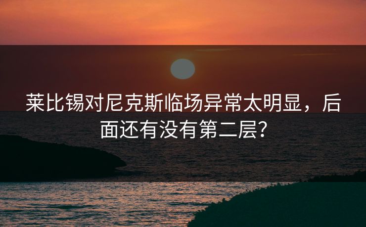莱比锡对尼克斯临场异常太明显，后面还有没有第二层？