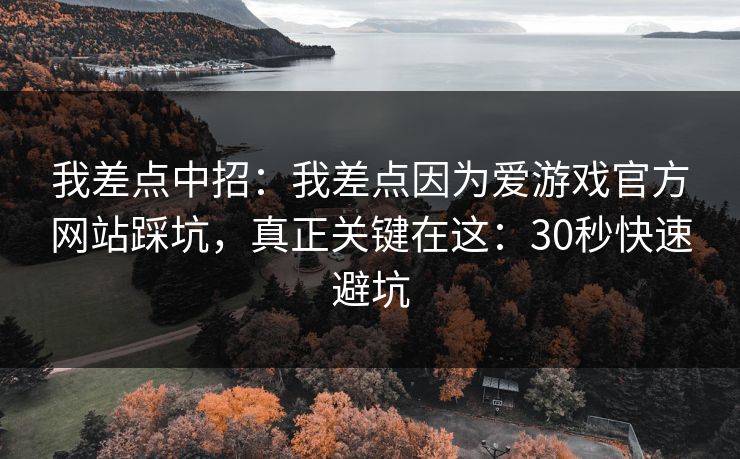 我差点中招:我差点因为爱游戏官方网站踩坑,真正关键在这:30秒快速避坑 我差点中招:我差点因为爱游戏官方网站踩坑,真正关键在这:30秒快速避坑